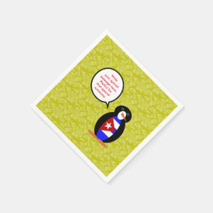Cuban Flag Holiday Ms. Penguin Talking Napkin