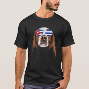 Cuban Flag Irish Red and White Setter Dog Cuba Poc T-Shirt