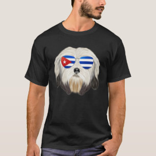 Cuban Flag Lowchen Dog Cuba Pocket T-Shirt