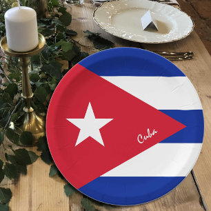 Cuban Flag plates, party, sports, Cuba Paper Plate