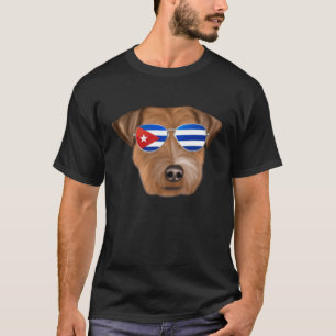 Cuban Flag Russell Terrier Dog Cuba Pocket T-Shirt