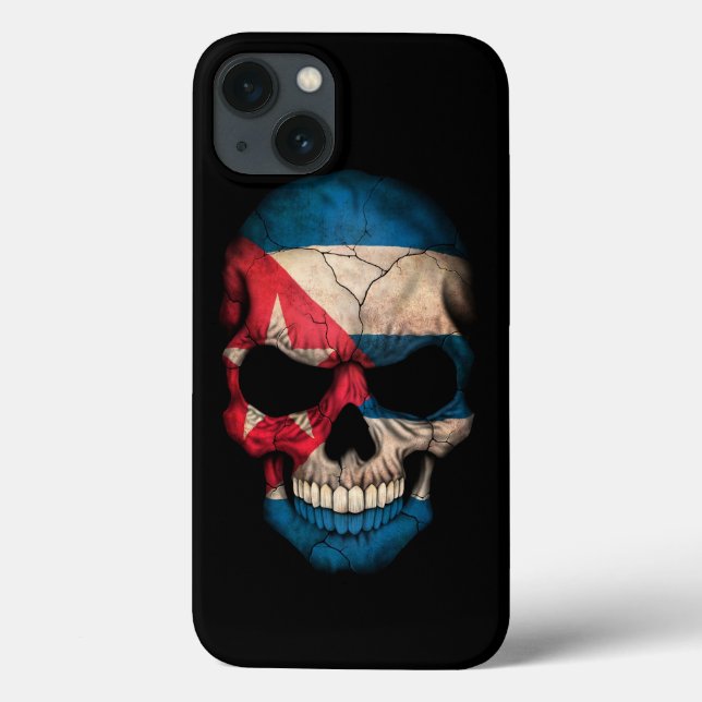 Cuban Flag Skull on Black Case-Mate iPhone Case (Back)