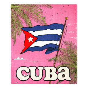 Cuban Flag Vintage Travel Poster