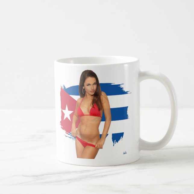 Cuban flag with pin-up bikini girl design coffee mug (Right)