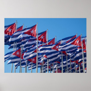 Cuban Flags Waving Poster