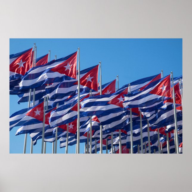 Cuban Flags Waving Poster (Front)