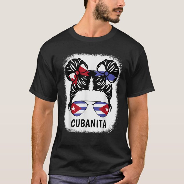 Cuban Girl Cubanita Cuba Flag Kids Women Hispanic  T-Shirt (Front)