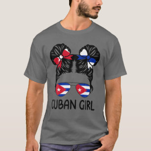 Cuban Girl Messy Hair Cuba Pride Patriotic Gift Da T-Shirt