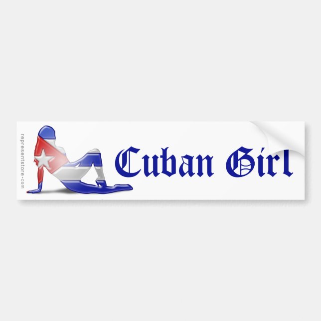 Cuban Girl Silhouette Flag Bumper Sticker (Front)