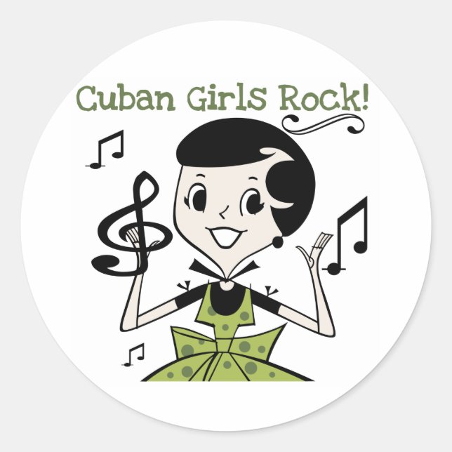 Cuban Girls Rock Classic Round Sticker (Front)