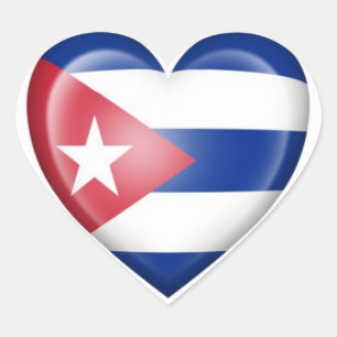 Cuban Heart Flag on White Sticker