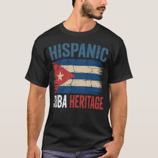 Cuban Heritage Hispanic Pride Vintage Cracked Flag T-Shirt