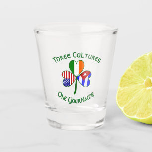 Cuban Irish America Flags Shamrock Personalised  Shot Glass
