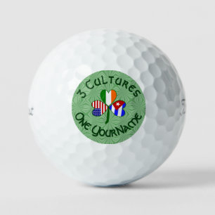 Cuban Irish American Flags Shamrock Personalised  Golf Balls