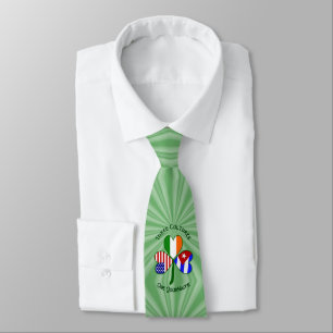 Cuban Irish American Flags Shamrock Your Name Tie