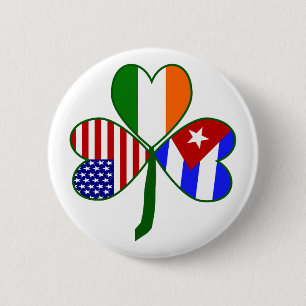 Cuban Irish American Shamrock 6 Cm Round Badge