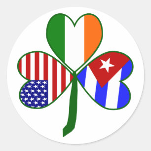 Cuban Irish American Shamrock Classic Round Sticker