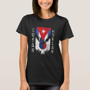 Cuban Korean Flags Ripped Torn Cuba South Korea T-Shirt
