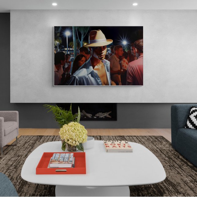 Cuban Man at an Outdoor Miami Nightclub Painting Poster (Creator Uploaded)