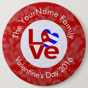 Cuban Red LOVE Flag Personalised 6 Cm Round Badge