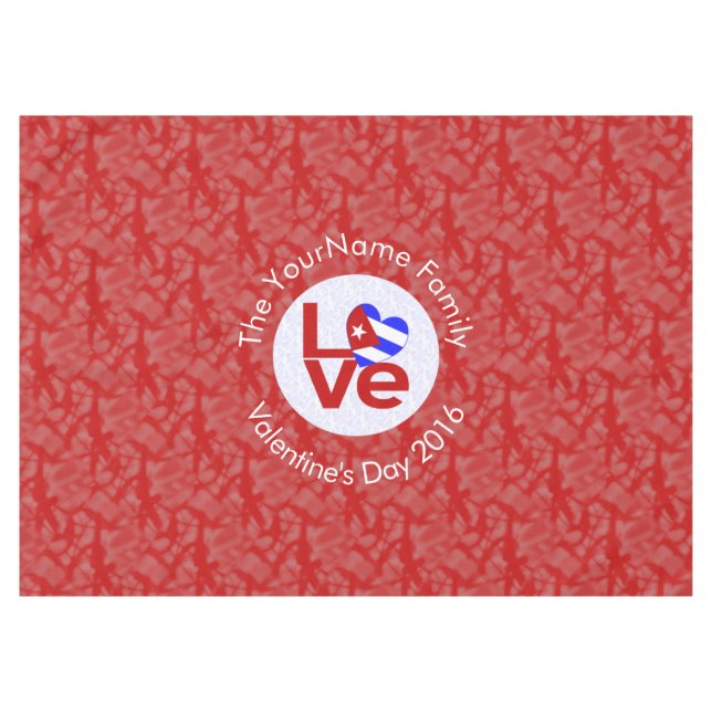 Cuban Red LOVE Flag Personalised  Tablecloth (Front (Horizontal))
