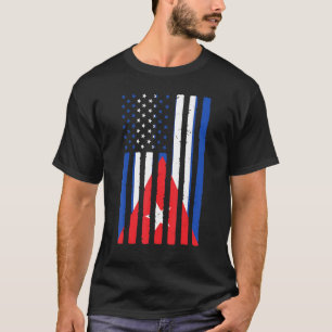 Cuban Roots Usa Flag Heritage Half Cuba American P T-Shirt