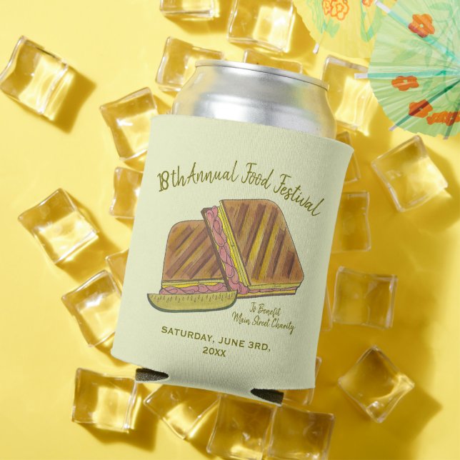 Cuban Sandwich Ham Pork Swiss Cheese Food Festival Can Cooler (In Situ Summer)