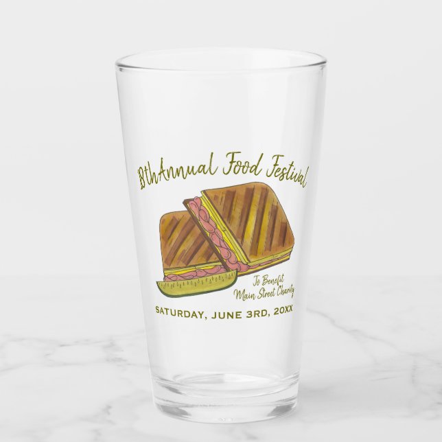Cuban Sandwich Ham Pork Swiss Cheese Food Festival Glass (Front)