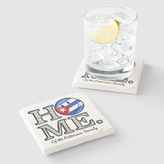 Cuban Smiling Flag House Warmer Stone Coaster (Side)