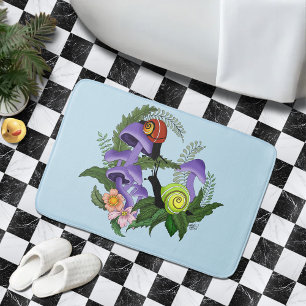 Cuban Snails Purple Mushrooms Bath Mat