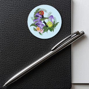 Cuban Snails Purple Mushrooms Classic Round Sticker
