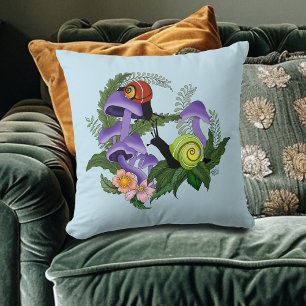 Cuban Snails Purple Mushrooms Cushion