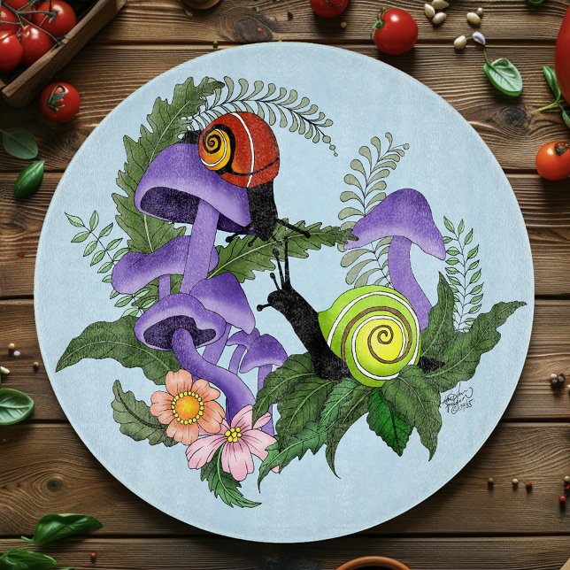 Cuban Snails Purple Mushrooms Cutting Board (Creator Uploaded)