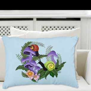 Cuban Snails Purple Mushrooms Decorative Cushion