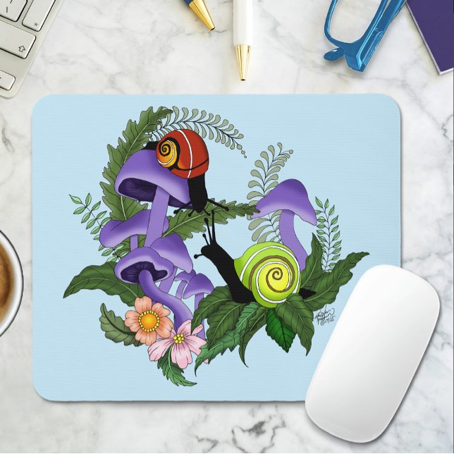Cuban Snails Purple Mushrooms Mouse Mat (Creator Uploaded)