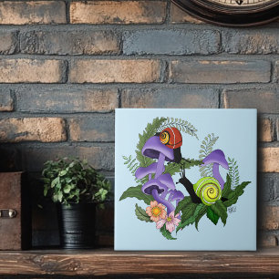 Cuban Snails Purple Mushrooms Tile