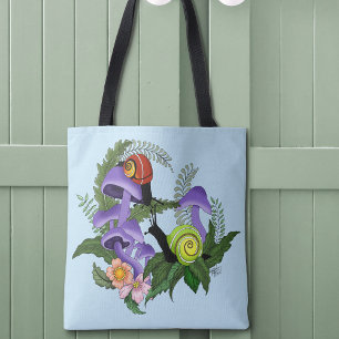 Cuban Snails Purple Mushrooms Tote Bag