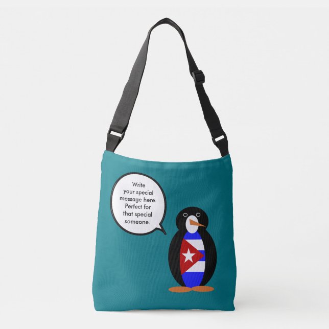Cuban Talking Ms. Penguin Personalised  Crossbody Bag (Front)