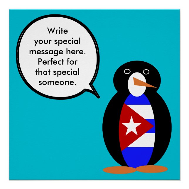 Cuban Talking Ms. Penguin Personalised  Poster (Front)