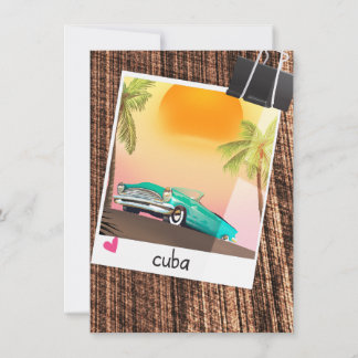 Cuban vintage car photo travel poster. invitation