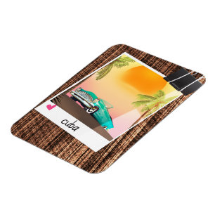 Cuban vintage car photo travel poster. magnet