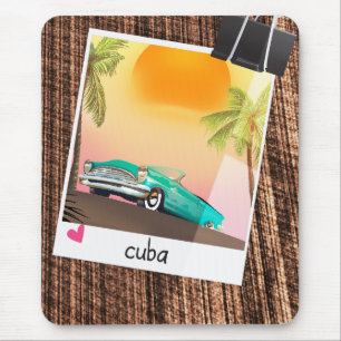 Cuban vintage car photo travel poster. mouse mat