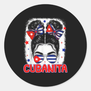Cubanita Cuban Cuba Flag Girl Hispanic Heritage Mo Classic Round Sticker