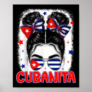 Cubanita Cuban Cuba Flag Girl Hispanic Heritage Mo Poster