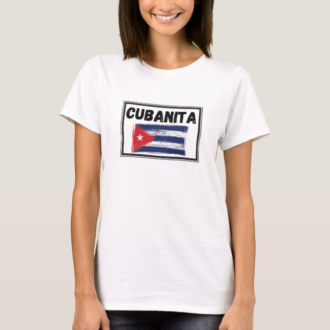 Cubanita Cuban Girl Flag T-Shirt (Front)