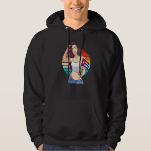 Cubanita Girl Cuba Flag Hispanic Cuban Pride Vinta Hoodie