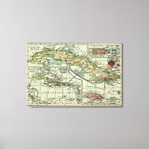 CubaPanoramic MapCuba Canvas Print