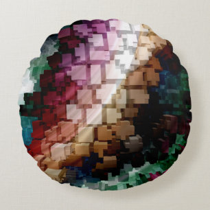Cube Centric Dark Wind Round Cushion