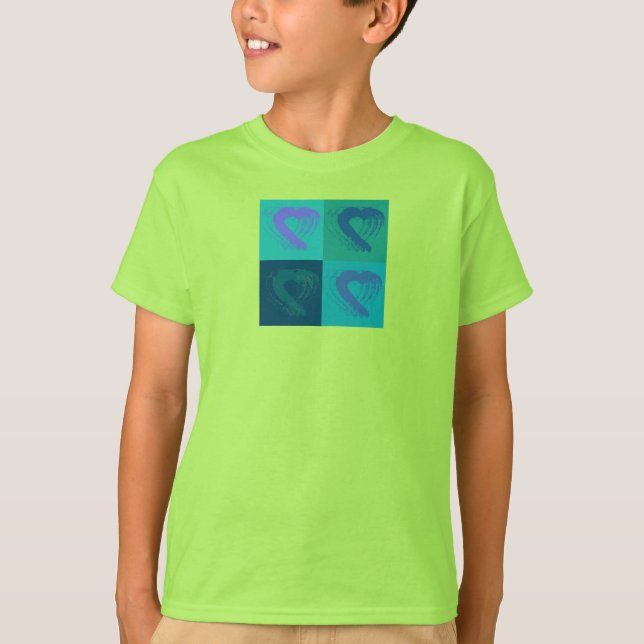 Cube Hearts Blue T-Shirt (Front)