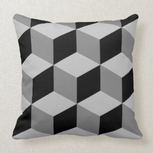 Cube Large Pattern Black & Greys Cushion